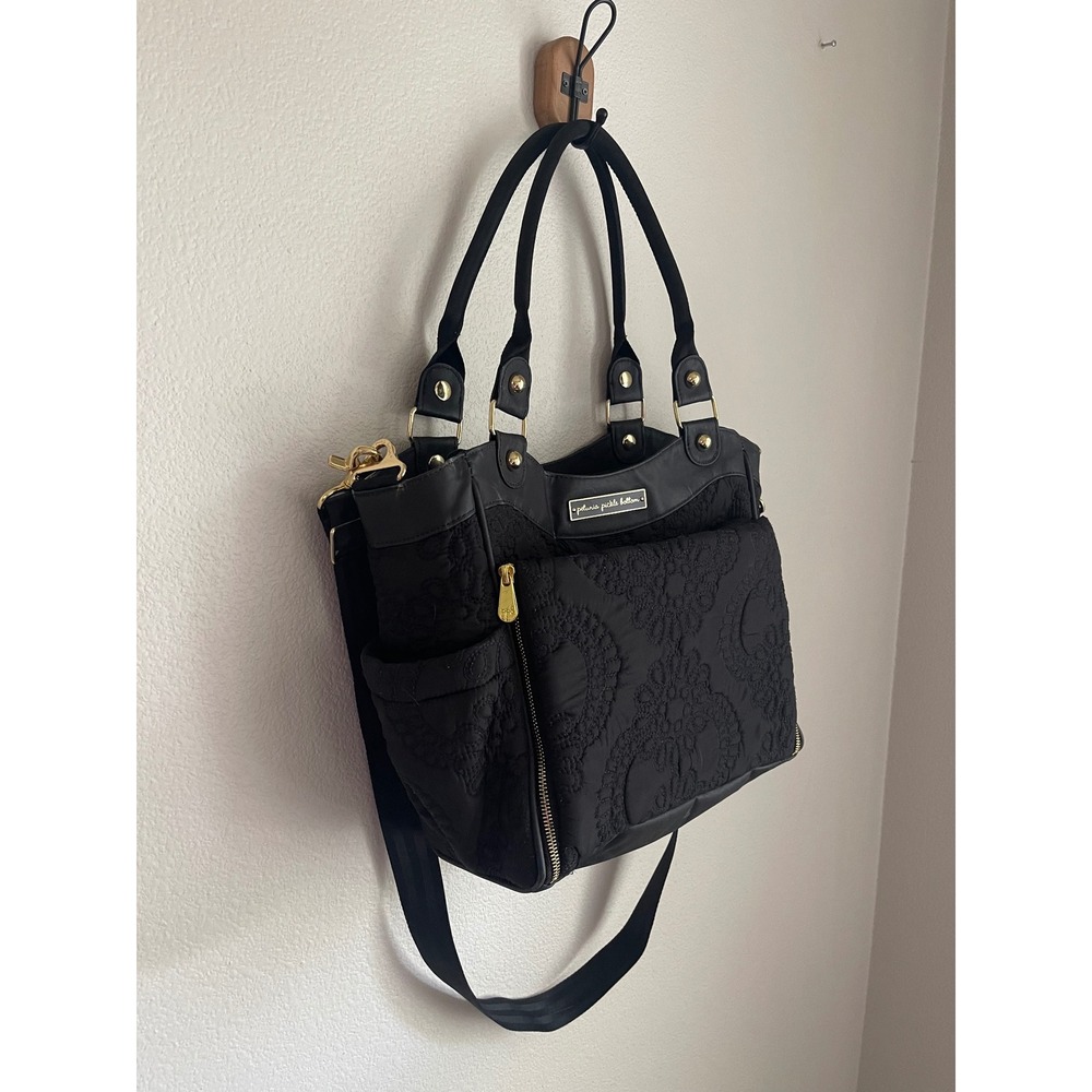 Petunia Pickle Bottom Sashay Satchel Diaper Bag Women Large Black Good Quilted